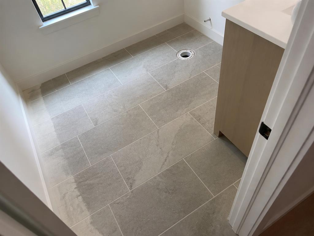 Tile flooring installed in a home